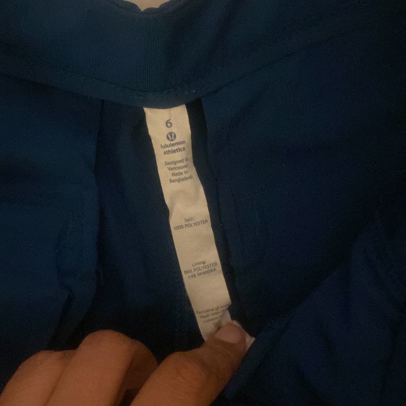 Blue pleaded Lululemon shorts. - Picture 2 of 3